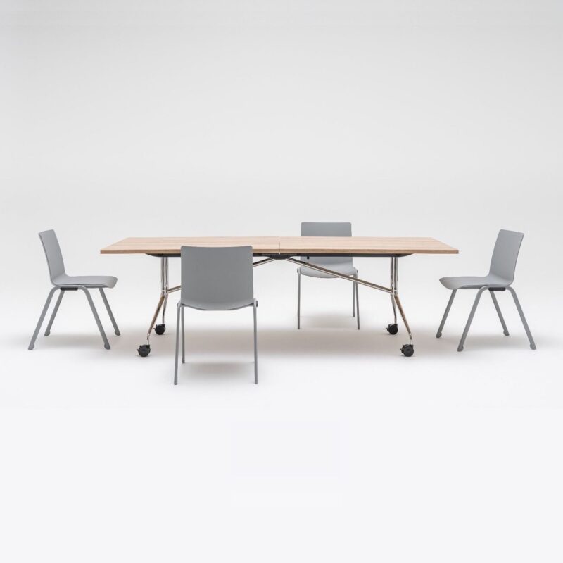 Stół konferencyjny prostokątny składany PLICA z krzesłami Stół konferencyjny prostokątny składany PLICA z krzesłami