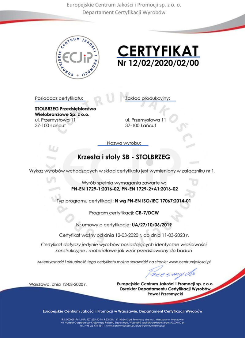 Certyfikat SB Certyfikat SB