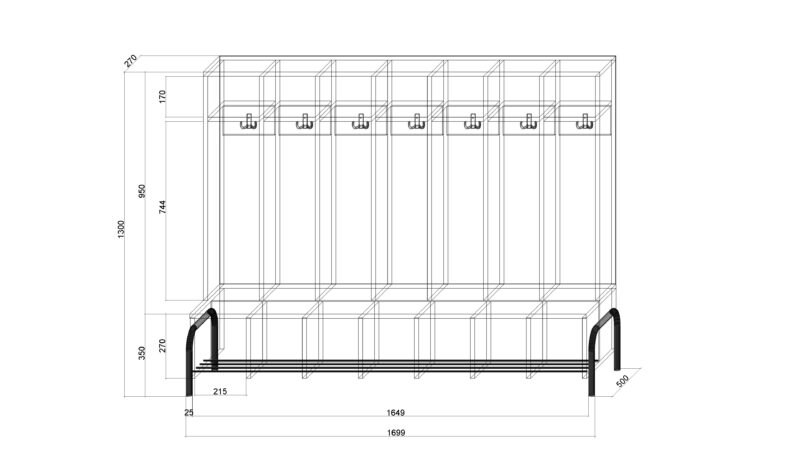 Wieszak 4 Pory Roku bez drzwi 7-os. - wymiary Wieszak 4 Pory Roku bez drzwi 7-os. - wymiary