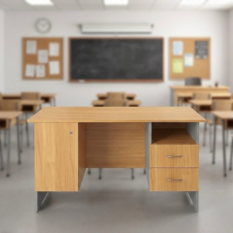 Biurko nauczyciela SB Z szafką i szufladami 130 x 60 cm lewe-prawa