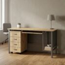 Biurko proste MICHAŁ 155 x 70 cm na stelażu metalowym lewe