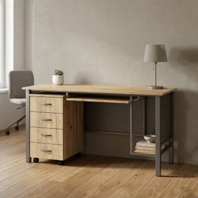 Biurko proste MICHAŁ 155 x 70 cm na stelażu metalowym lewe