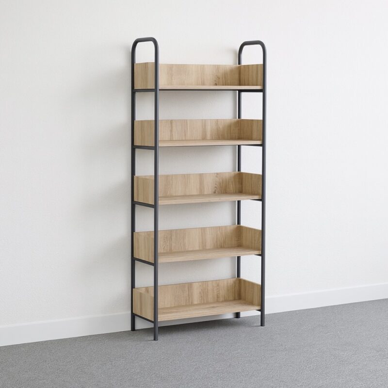 Regał biblioteczny jednostronny - 5 półek na segregatory i książki