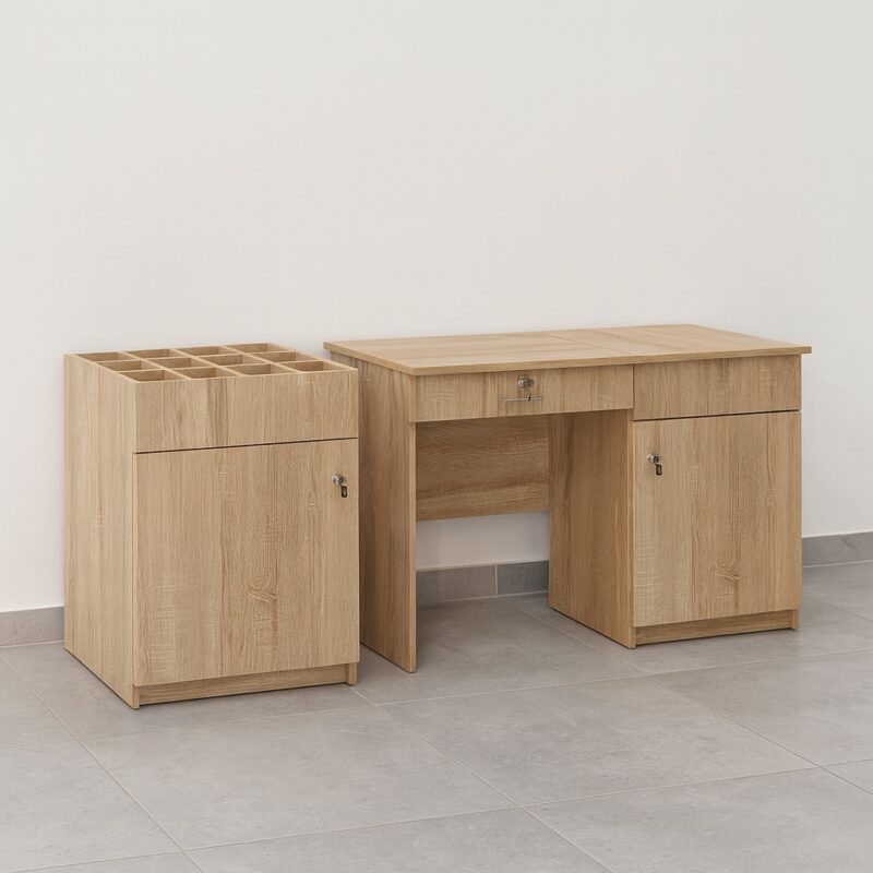 biurko biblioteczne kartotekowe dąb sonoma