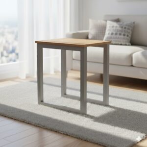 stolik stolbik dębowy blat