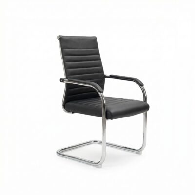 krzesło konferencyjne na płozie w skórzanej tapicerce Roma