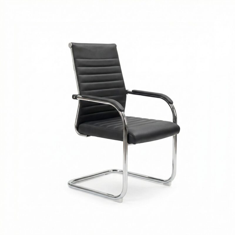 krzesło konferencyjne na płozie w skórzanej tapicerce Roma